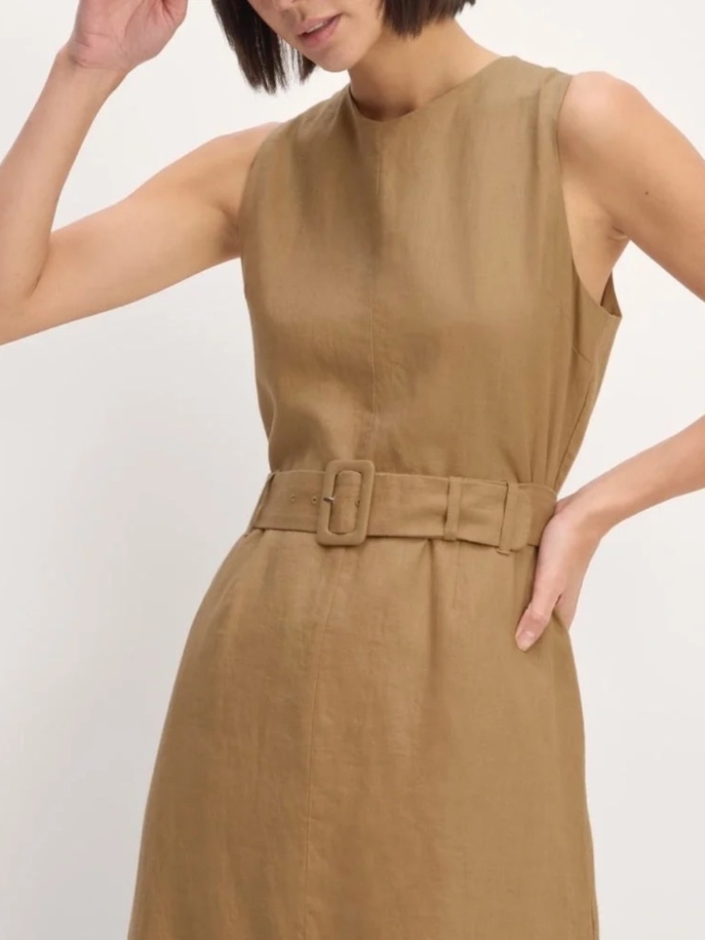 Everlane The Linen Belted Midi Dress in Tiger’s Eye - Size 4